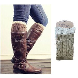 Chunky Cable Knitted Boot Toppers with Crocheted Trim New with Tags